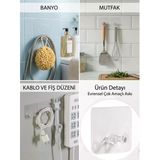 10 Adet Kendinden Güçlü Yapışkanlı Kablo Priz Tutucu Mutfak Havlu Askısı Çok Amaçlı Kanca Banyo Askı