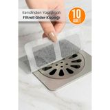 10 Adet Kendinden Yapışkanlı Filtreli Gider Önleyici Kapak Tıkanıklık Önleyici Gider Süzgeci 10 Adet