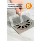 10 Adet Kendinden Yapışkanlı Filtreli Gider Önleyici Kapak Tıkanıklık Önleyici Gider Süzgeci