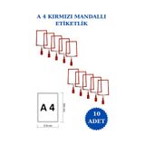 10 Adet Kırmızı A4 Mandallı Raf Sepet Etiketi Çerçeveli Etiketlik Kırmızı