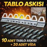 10 Adet Kıvrık Model Metal Tablo Kancası Vidalı Çerçeve & Fotoğraf Askı Aparatı Metal