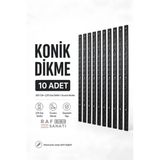 10 Adet - Konik Dikme 200 Cm Siyah – Çift Sıra Delikli Modüler Mağaza Raf Profili Direği