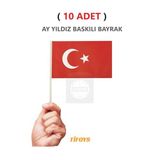 (10 Adet) Küçük Boy Bayrak Çıtalı Kağıt Türk Bayrağı