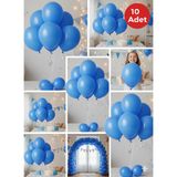10 Adet Mavi Parıltılı Metalik Balonlar ✨ Parti & Kutlama Paketi