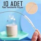 10 Adet Metal Krom Pipet Klavye Temizleme Fırçası Çubuğu Teli