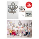 10 Adet Metalik Gri Parıltılı Metalik Balonlar ✨ Parti & Kutlama Paketi