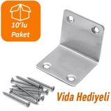 10 Adet Mobilya Dolap Köşe Bağlantı Sabitleme L Demir Gönye 30x25x25 Mm