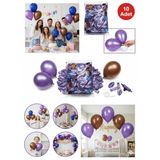10 Adet Mor Parıltılı Metalik Balonlar ✨ Parti & Kutlama Paketi OPH-001761