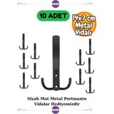 10 Adet Noktalı Portmanto Askı Vestiyer Duvar Dolap Elbise Askısı Siyah Mat Metal Mobilya Kapı Askılık