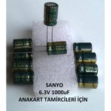 10 Adet Orjinal Sanyo 1000Uf 6.3V (8X12mm) Elektrolitik Kondansatör
