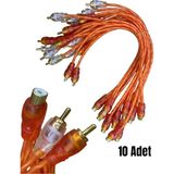 10 Adet Oto Amfi Y Kablo 1 Dişi 2 Erkek Rca Y Kablo Sarı Uclu Silikonlu