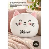 10 Adet Peluş Kedi Yastık 30 cm Dekoratif Polar Kumaş - 10 cm - 001-Renkli