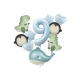 10 Adet Penguen Dinozor Yunus Sualtı Hayvan Temalı Doğum Günü Balon Seti, 43564353