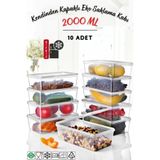 10 Adet Piknik Kamp Seyahat Saklama Kutusu | Dikdörtgen Kendinden Kapaklı Saklama Kutusu 2 Lt