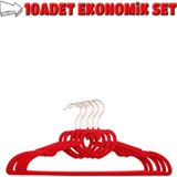 10 Adet Premium Kadife Pantolon Elbise Askısı Yüksek Kalite Kırmızı Mh01 Kırmızı