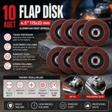 10 Adet Profesyonel Flap Disk Seti, 115mm Zımpara Taşı, Kaynak Temizleme Ve Metal Yüzey İşleme Diski