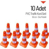 10 Adet PVC Trafik Konisi 50 cm EKO Trafik Dubası