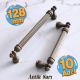 10 Adet Şah 128 Mm Eskitme Antik Sarı Metal Metal Mobilya Mutfak Çekmece Dolap Dolabı Kulpu Kulbu