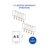 10 Adet Şeffaf A5 Mandallı Raf Sepet Etiketi Çerçeveli Etiketlik Şeffaf