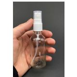 10 Adet Şeffaf Kapaklı Beyaz Sprey Fısfıs Kolonya Dezenfektan Çok Amaçlı Cep Çanta Cam Şişe 50ML
