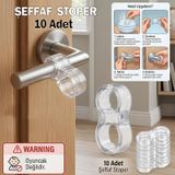 10 Adet Şeffaf Silikon Plastik Kapı Kolu Pencere Tutucu Tutacağı Duvar Koruyucu Tamponu Stoperi