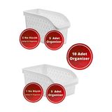10 Adet Set (5X Küçük - 5X Büyük) Buzdolabı Raf Düzenleyicisi