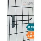 10 Adet Siyah Tel Pano Kancası 10 Cm - Askı Kanca Raf Askısı Raf Aksesuar Tel Askı Çorap Kancası