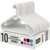 10 Adet Slim Plastik Elbise Askısı, Gardrop İçin Alan Tasarruflu Pantolon Gömlek Ceket Etek Askısı, Kıyafet Askısı, 39.5 cm x 17.5 cm (10, SİYAH) (10, BEYAZ)
