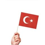10 Adet Sopalı Kağıt Küçük Türk Bayrağı 19X23CM - Kırmızı - Beyaz - İpli - 10 cm