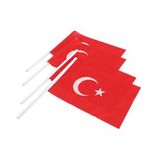 10 Adet Sopalı Türk Bayrağı 20 x 30 Cm Raşel Kumaş Bayrak