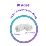 10 Adet Su Arıtma Filte Bağlantı Dirseği 1/4" (Jaco-Yivli-Vidalı Bağlantı)