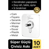 10 Adet Süper Güçlü Kendinden Yapışkanlı Tutunabilen Çok Amaçlı Çerçeve Tablo Banyo Duş Mutfak Askı
