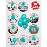 10 Adet Turkuaz Parıltılı Metalik Balonlar ✨ Parti & Kutlama Paketi