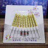10 ADET YÜKSEK KALİTE KIVRIMLI METALİK GOLD MUM 8 CM GOLD PASTA MUMU PARLAK GOLD DOĞUM GÜNÜ MUMU