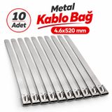 (10 Adet)Metal Kablo Bağı 4,6X520 Mm Paslanmaz Çelik Isıya Dayanıklı Kelepçe Sabitleme Bağı