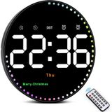 10'' Akıllı Dijital Duvar Saati Led Ekran Uzaktan Kumanda Alarm Siyah