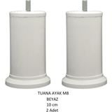 10 Cm Beyaz Baza, Yatak, Koltuk, Kanepe Ayağı Civatalı M8 (ince Diş) (2 Adet)
