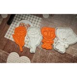 10 cm Gül ve Lale Buketi Kurabiye Kalıbı | 3D Baskı Plastik Kopat & Damga Seti