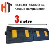 10 cm Kauçuk Rampa Seti 3 Metre - Otopark Rampası, Kablo Kanallı, Kaldırım Rampası 50 x 30 x 10 cm