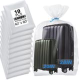 10 CT 40x60 inç büyük saklama torbaları, şeffaf plastik torbalar bollon çantalar, valizler, valizler, bebek arabaları, sandalyeler, çocuk bisikletleri ve tavan arası saklama (1,8 mil düz çanta, 10