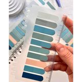 10 Farklı Renkte Mavi Tonları Renkli Cetvelli Oval Şeffaf Pet İndeks Sticker/İndex/Postit/Post-it/Kitap Ayracı/Not Kağıdı