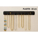 10 Kancalı Duvar Askısı - Duvar Kolye Askısı - Anahtarlık - Plastik - 22 cm - Siyah