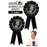 10 Kasım Atatürk Kurdelalı Rozet 2 Adet Siyah Yaka Rozeti Çocuk Bayram Etkinlik 15 Cm Kokart