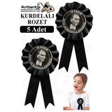 10 Kasım Atatürk Kurdelalı Rozet 5 Adet Siyah Yaka Rozeti Çocuk Bayram Etkinlik 15 Cm Kokart