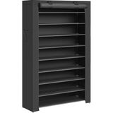 10 Katlı Ayakkabı Rafı 28X88X160 cm Ayakkabı Dolabı, Ayakkabı Depolama, Toz Geçirmez Kapaklı Ayakkabı Organizatörü, Yüksek Topuklu Spor Ayakkabı Için Uygun, Metal Raf, Siyah, RXJ36HV1