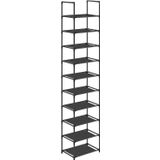 10 Katlı Ayakkabı Rafı, Ayakkabı Standı, Yerden Tasarruf Sağlayan Ayakkabı Saklama, 33 X 33 X 173 Cm, Metal Çerçeve, Dokuma Olmayan Kumaş Raflar, Koridor, Yatak Odası, Siyah Lsr110B02