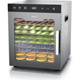 10 Katlı Paslanmaz Çelik Dehidratör, 800W Gıda Kurutucu, Meyve, Et, Sebze Kurutma, 8400 Cm² Alan - Gri