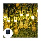 10 Led 2 Metre Sarı Kristal Su Damlası Güneş Enerjili Led Işık