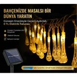 10 Led 2 Metre Sarı Kristal Su Güneş Enerjili Led Işık Solar Bahçe Ağaç Lamba Aydınlatması