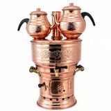 10 Litre Çift Demlik Odun Kömürlü Otantik Bakır Semaver